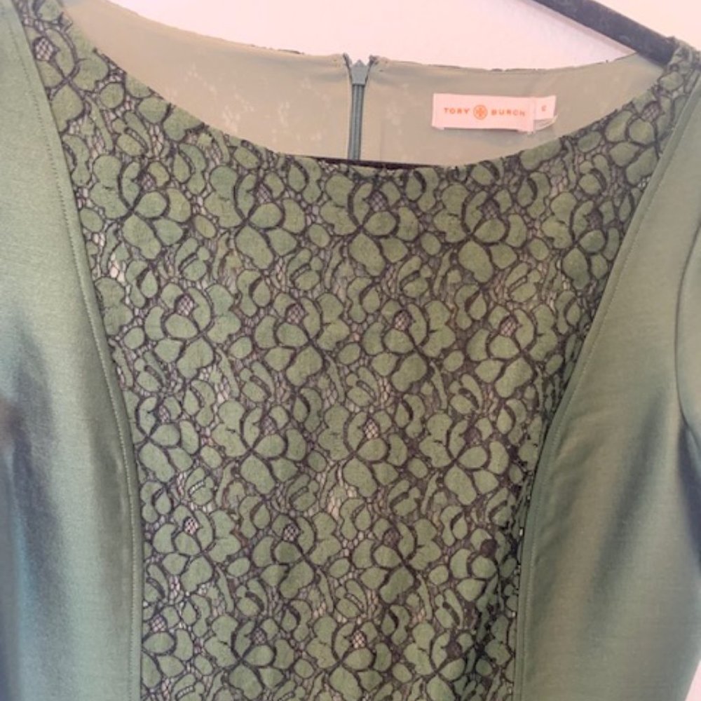 Tory Burch Dark Emerald Green Short Sleeve Dress